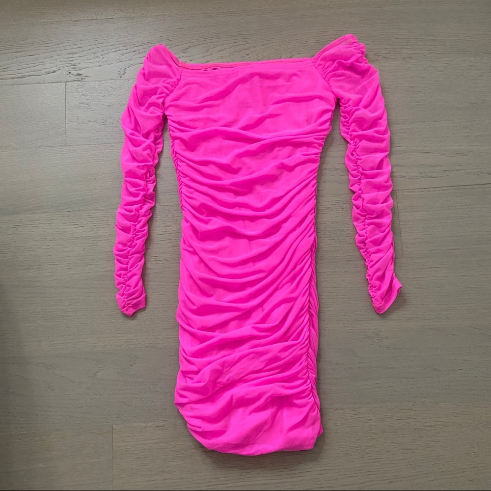 Hot Pink Bodycon Ruched Dress
